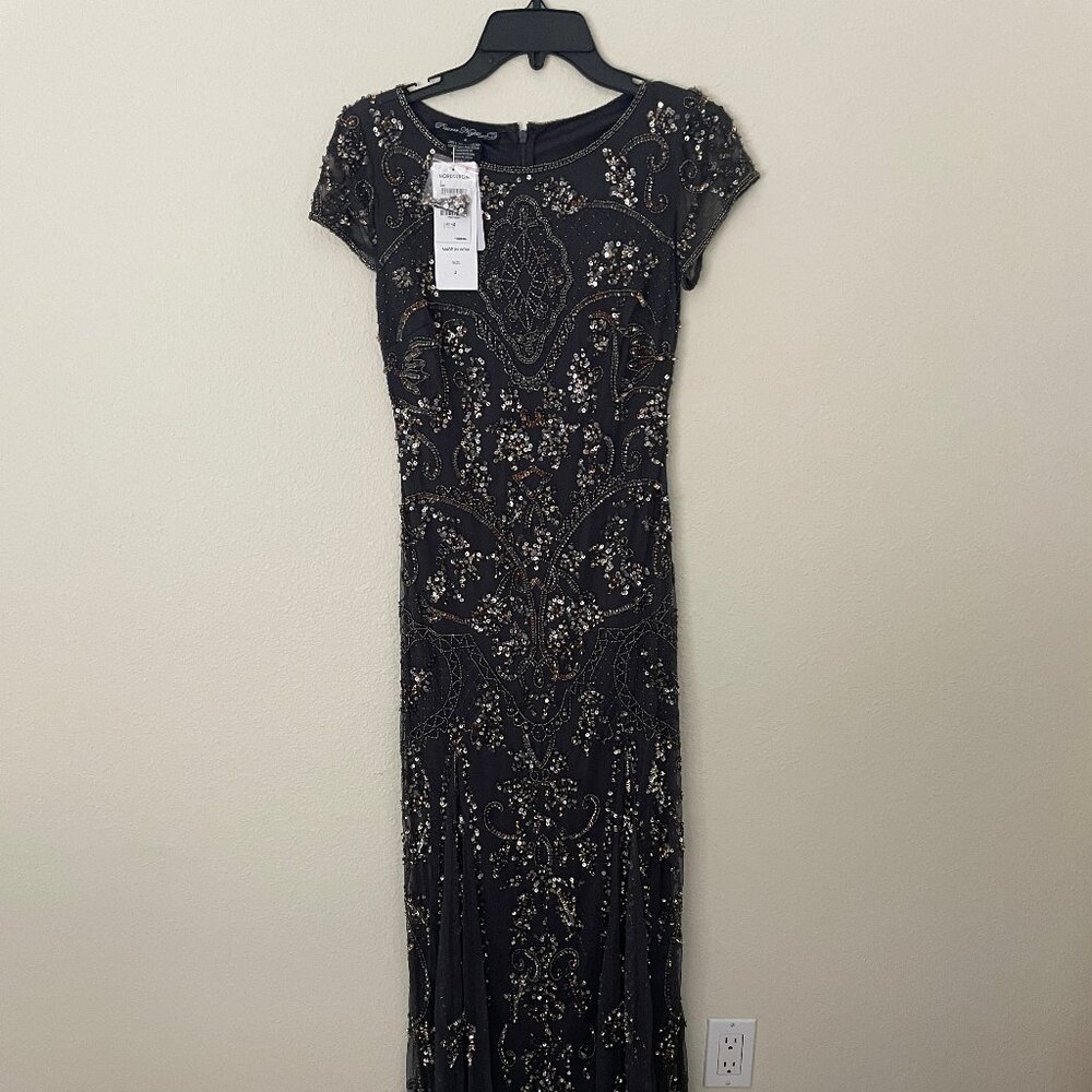 Nordstrom's Long Beaded Cocktail Dress and Sam Edelman Heels